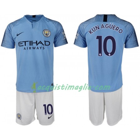 Divisa di Calcio Manchester City KUN AGUERO 10 Bambino Prima 2018/2019